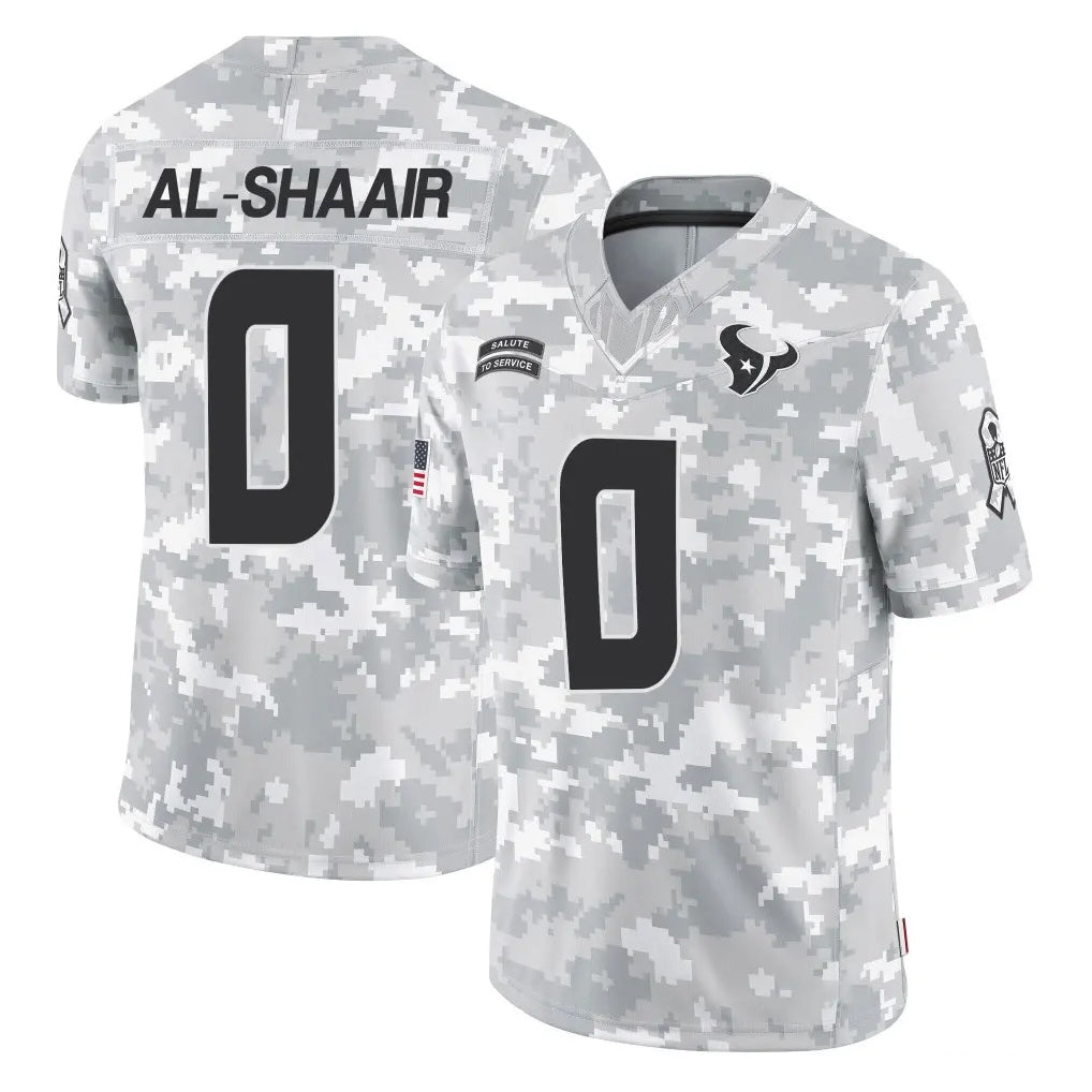 tocy H.Texans #0 Azeez Al-Shaair Player Arctic Camo Salute To Service Limited Game Stitched Jerseys