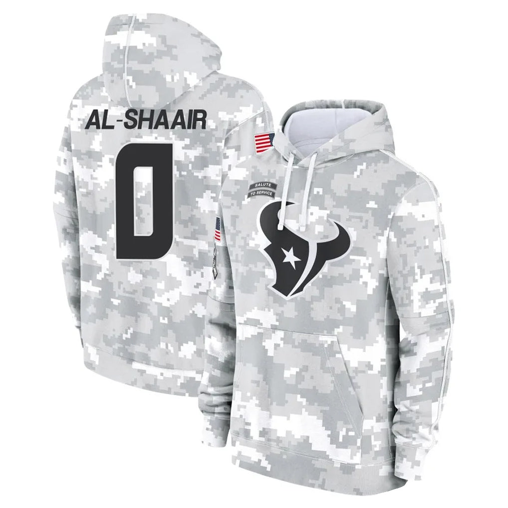 tocy H.Texans #0 Azeez Al-Shaair Player Arctic Camo Salute to Service Hoodies Limited Game Stitched Jerseys
