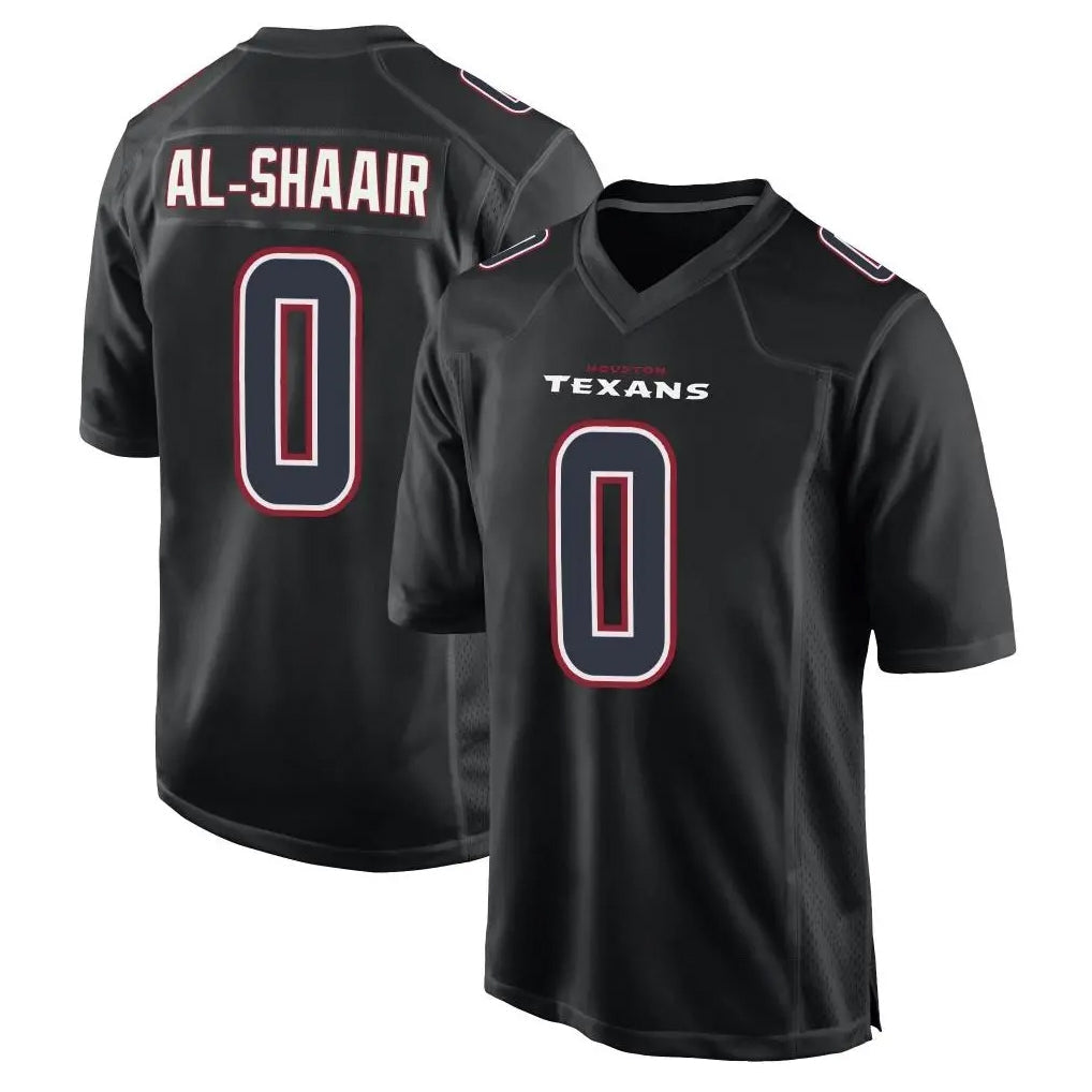 tocy H.Texans #0 Azeez Al-Shaair Player Black Fashion Home Game Stitched Jerseys
