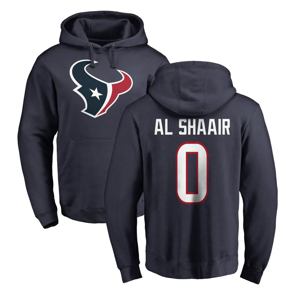 tocy H.Texans #0 Azeez Al-Shaair Player Navy Pro Line Pullover Hoodie Limited Game Stitched Jerseys