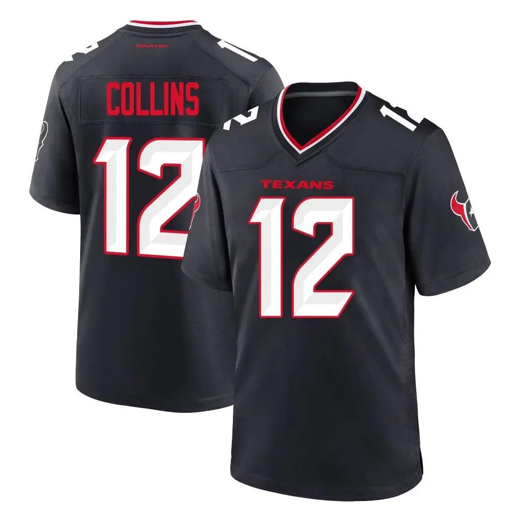tocy H.Texans #12 Nico Collins Player Navy Team Home Game Stitched Jerseys