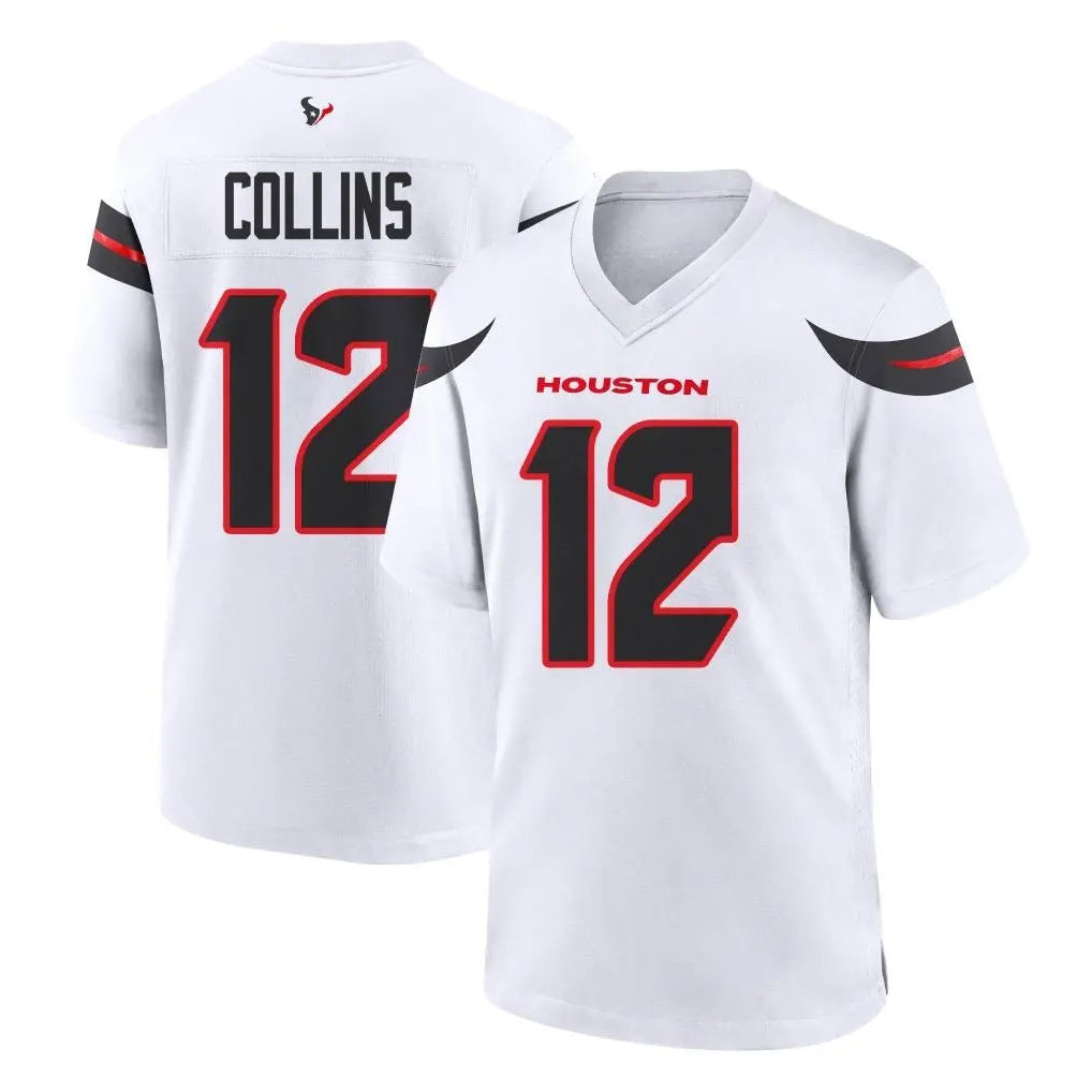 tocy H.Texans #12 Nico Collins Player White Home Game Stitched Jerseys