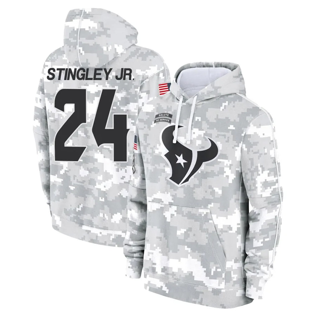tocy H.Texans #24 Derek Stingley Jr. Player Arctic Camo Salute to Service Hoodies Limited Game Stitched Jerseys