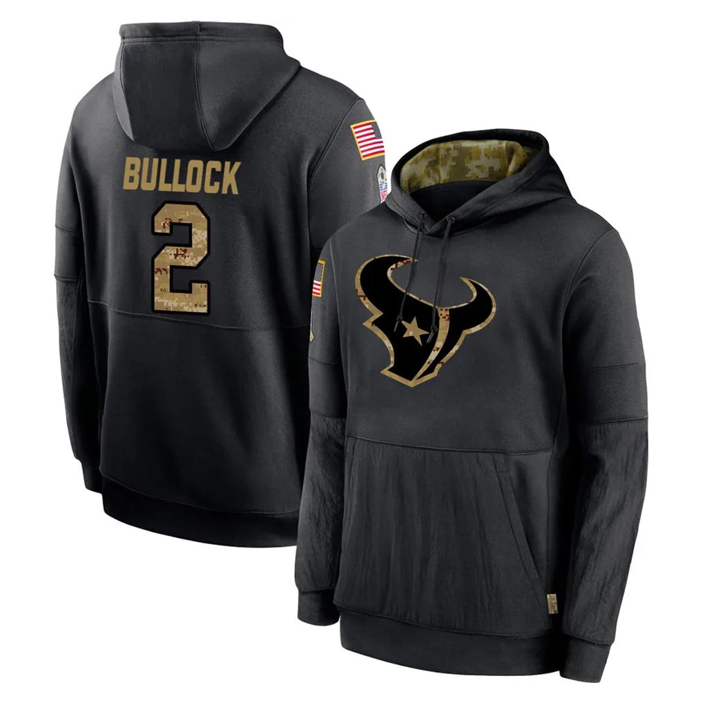 tocy H.Texans #2 Calen Bullock Player Black Salute to Service Hoodies Limited Game Stitched Jerseys