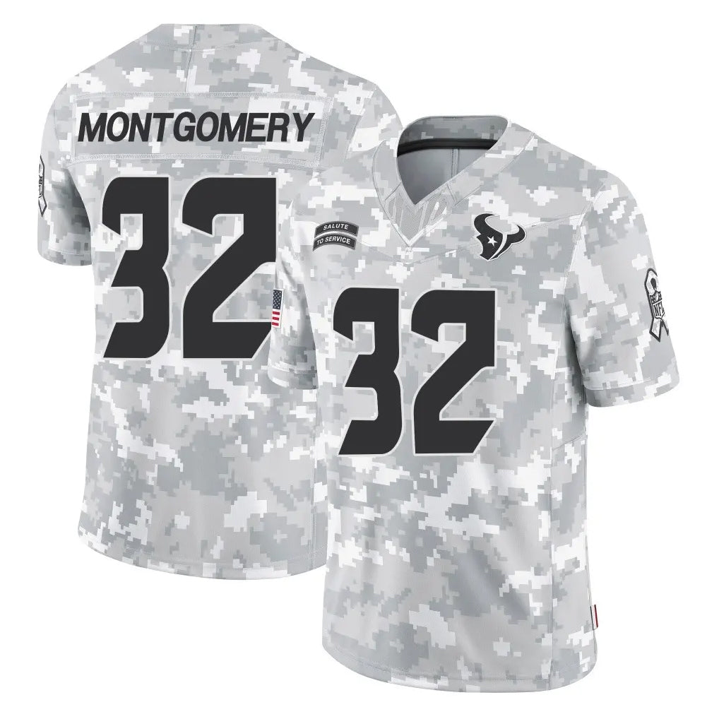 tocy H.Texans #32 David Montgomery Player Arctic Camo Salute To Service Limited Game Stitched Jerseys