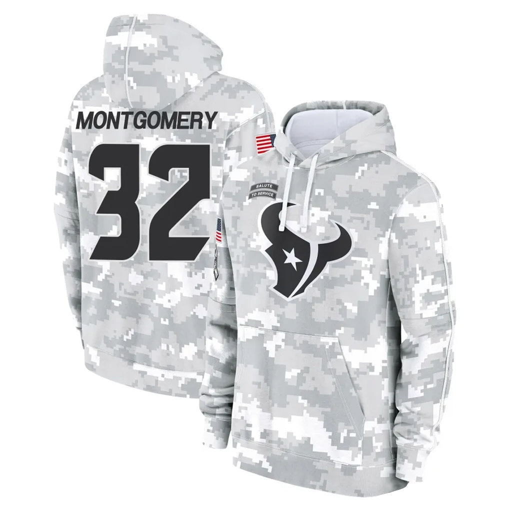 tocy H.Texans #32 David Montgomery Player Arctic Camo Salute to Service Hoodies Limited Game Stitched Jerseys