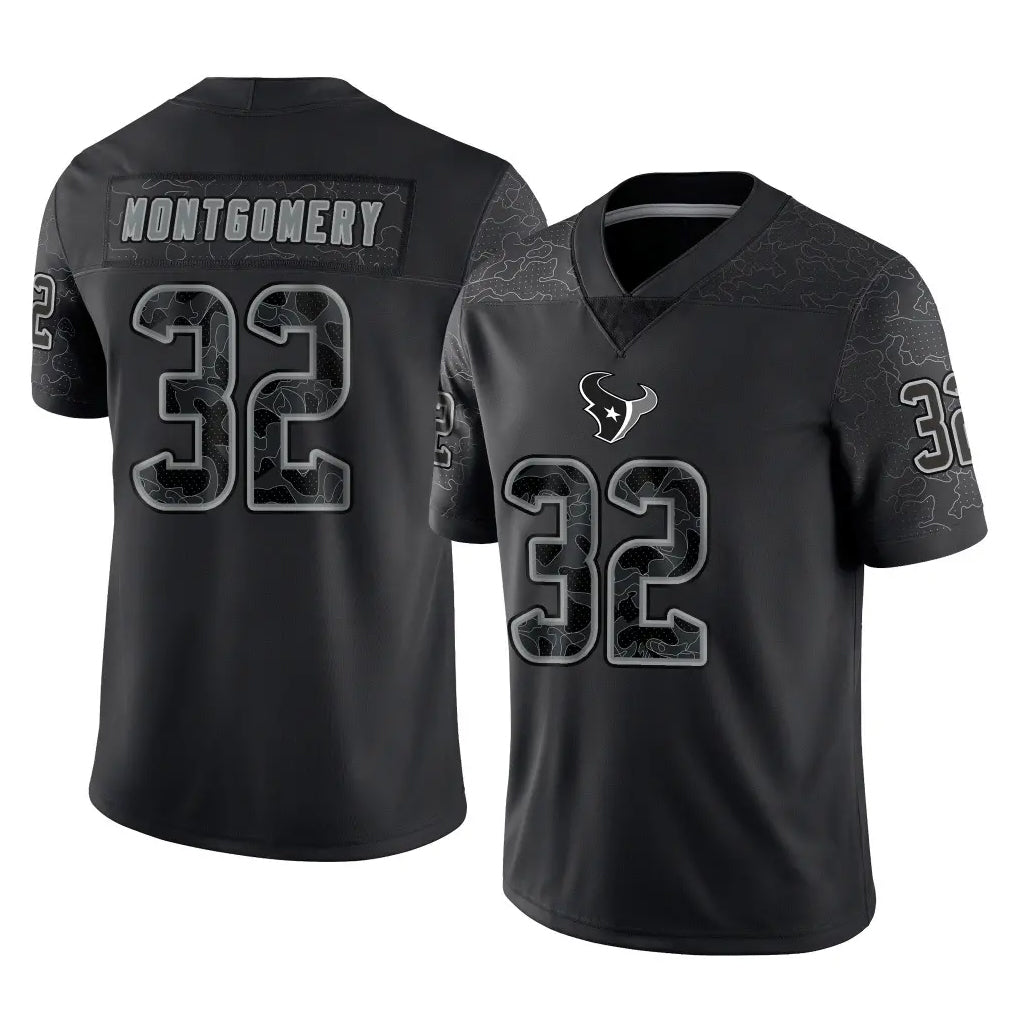 tocy H.Texans #32 David Montgomery Player Black Reflective Limited Game Stitched Jerseys