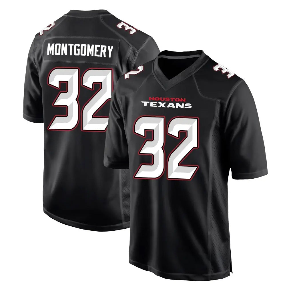 tocy H.Texans #32 David Montgomery Player Carbon Black Fashion Home Game Stitched Jerseys