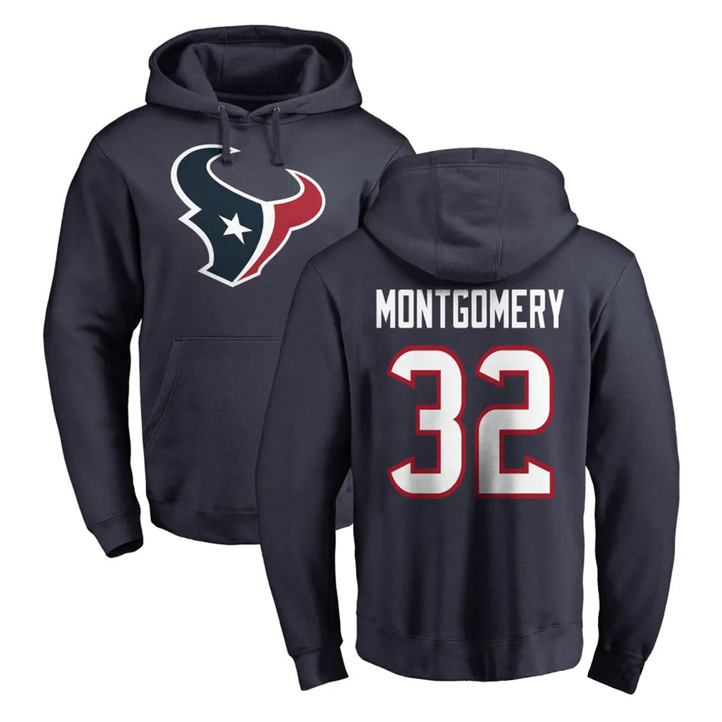 tocy H.Texans #32 David Montgomery Player Navy Pro Line Pullover Hoodie Limited Game Stitched Jerseys