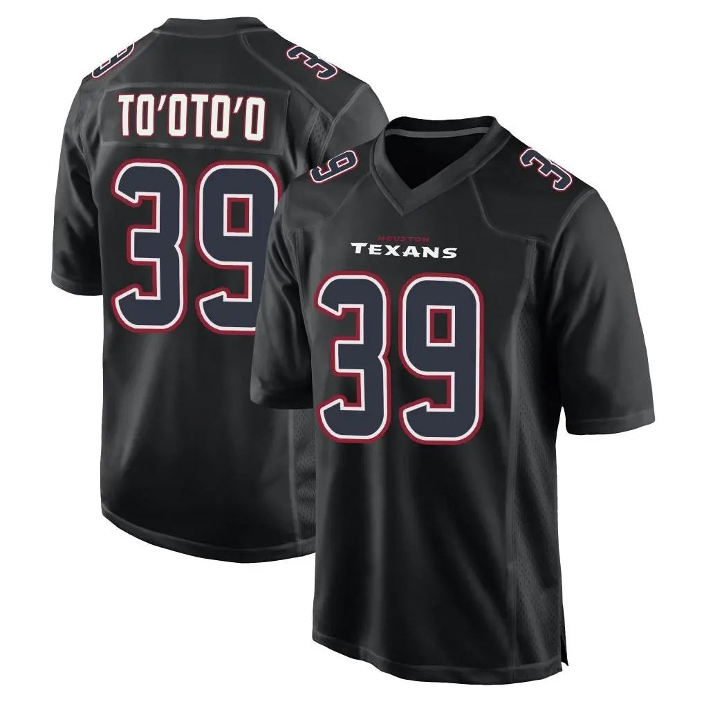 tocy H.Texans #39 Henry To'oTo'o Player Black Fashion Home Game Stitched Jerseys