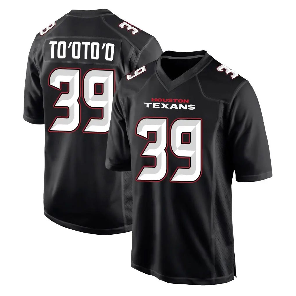 tocy H.Texans #39 Henry To'oTo'o Player Carbon Black Fashion Home Game Stitched Jerseys