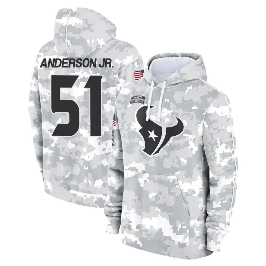 tocy H.Texans #51 Will Anderson Jr. Player Arctic Camo Salute to Service Hoodies Limited Game Stitched Jerseys