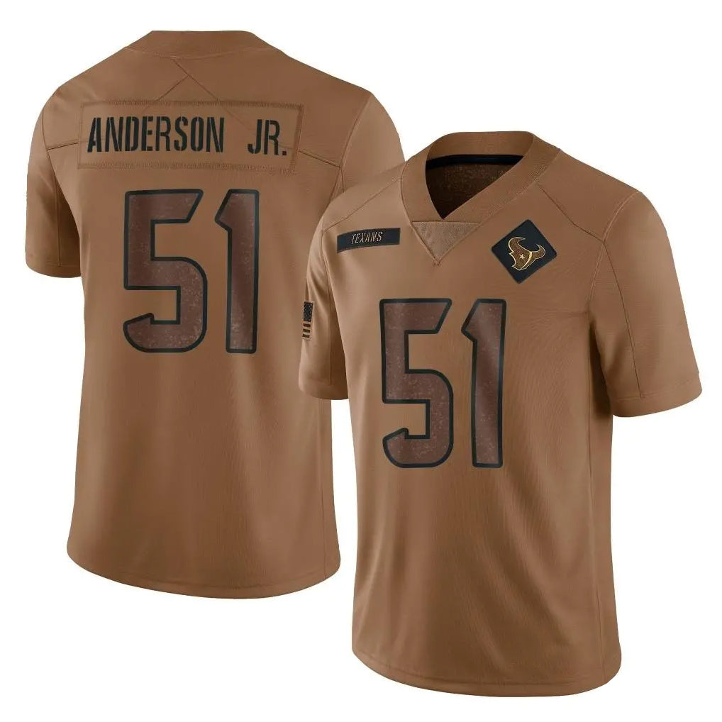 tocy H.Texans #51 Will Anderson Jr. Player Brown Salute To Service Limited Stitched Jerseys
