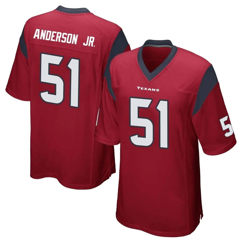 tocy H.Texans #51 Will Anderson Jr. Player Red Home Game Stitched Jerseys