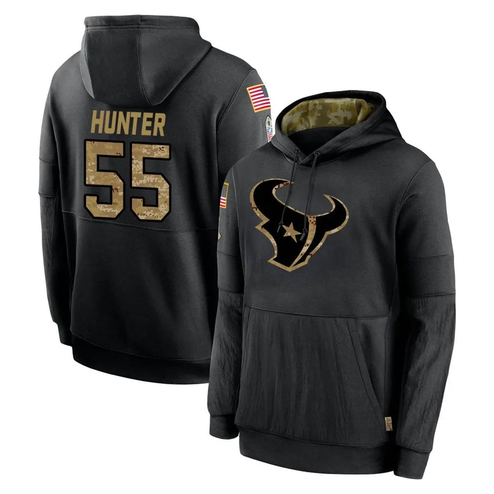 tocy H.Texans #55 Danielle Hunter Player Black Salute to Service Hoodies Limited Game Stitched Jerseys