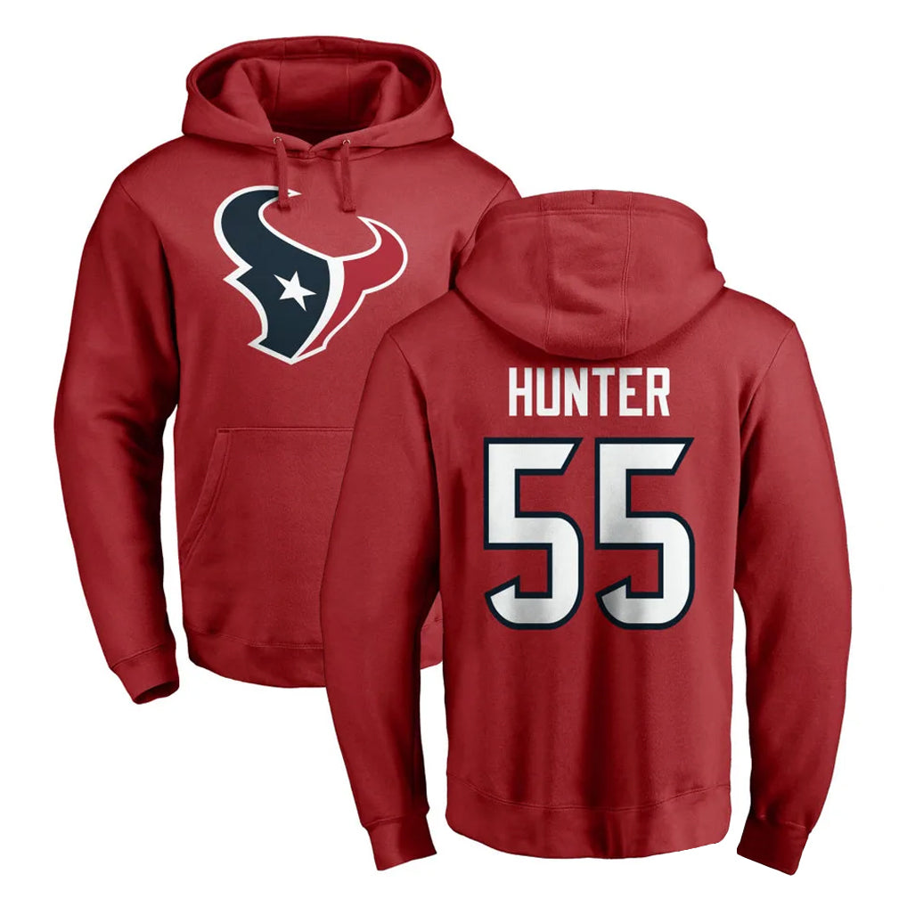 tocy H.Texans #55 Danielle Hunter Player Red Pro Line Pullover Hoodie Limited Game Stitched Jerseys