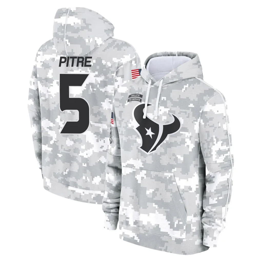 tocy H.Texans #5 Jalen Pitre Player Arctic Camo Salute to Service Hoodies Limited Game Stitched Jerseys