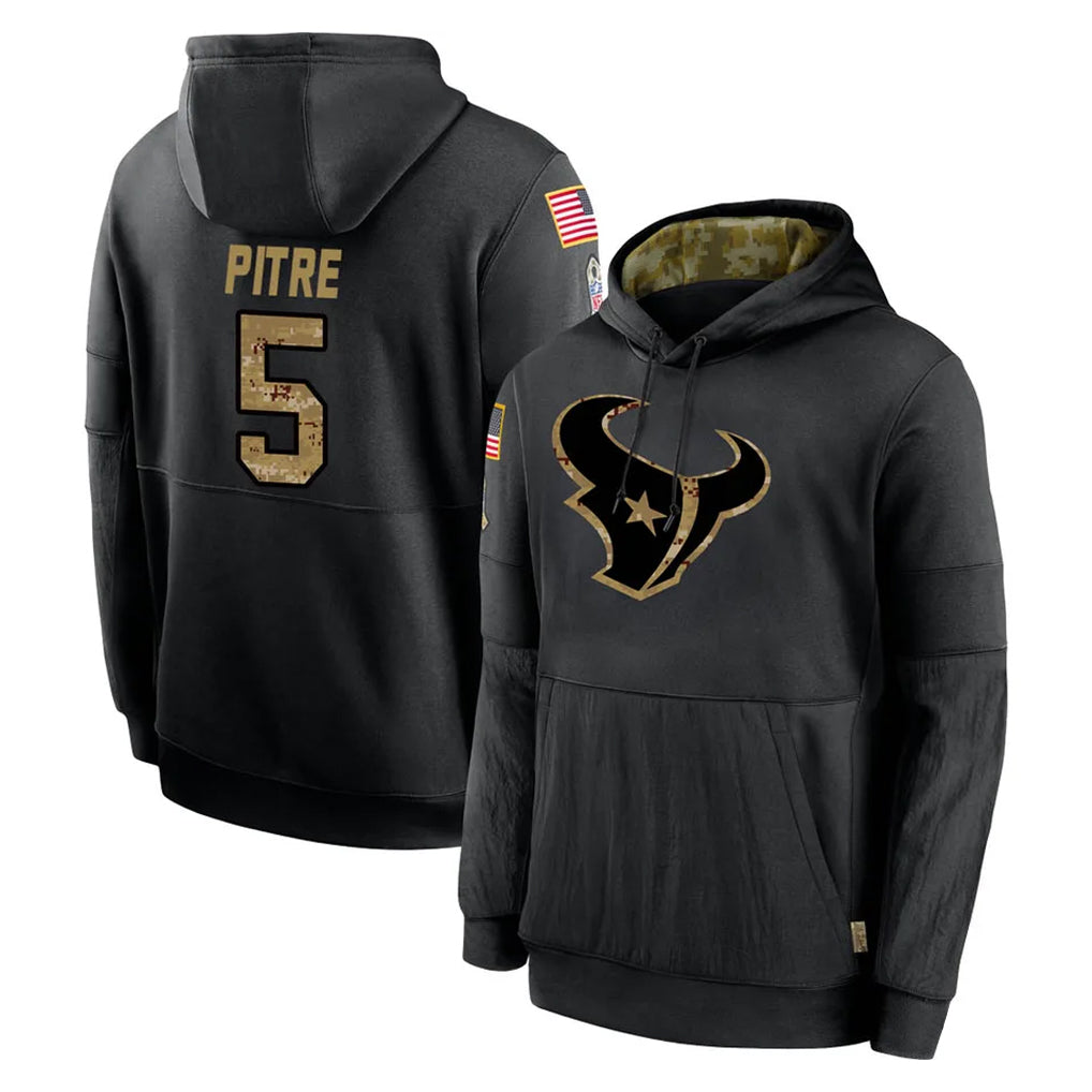 tocy H.Texans #5 Jalen Pitre Player Black Salute to Service Hoodies Limited Game Stitched Jerseys