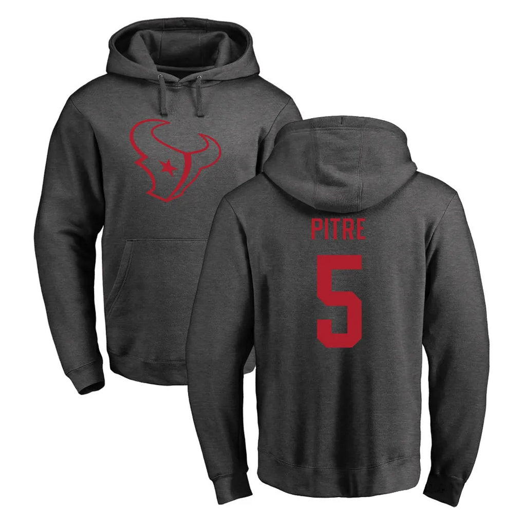 tocy H.Texans #5 Jalen Pitre Player Gray Pro Line Pullover Hoodie Limited Game Stitched Jerseys