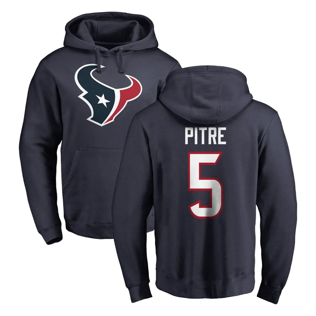 tocy H.Texans #5 Jalen Pitre Player Navy Pro Line Pullover Hoodie Limited Game Stitched Jerseys
