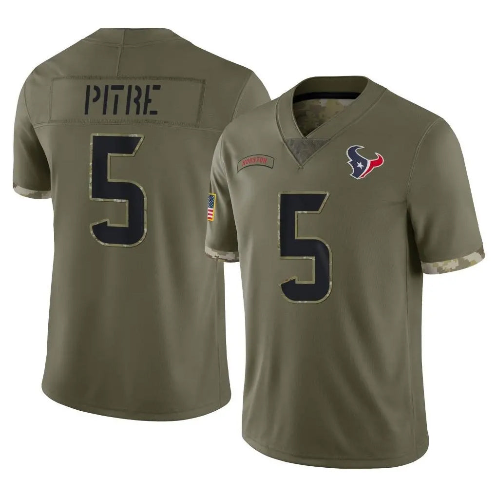 tocy H.Texans #5 Jalen Pitre Player Olive Salute To Service Limited Stitched Jerseys