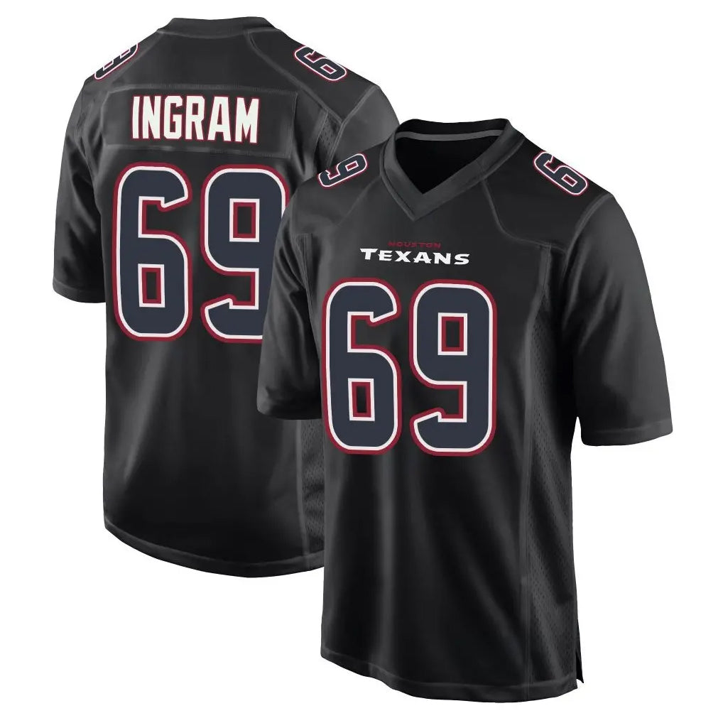 tocy H.Texans #69 Ed Ingram Player Black Fashion Home Game Stitched Jerseys