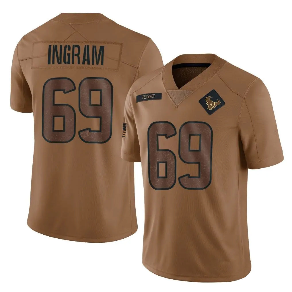tocy H.Texans #69 Ed Ingram Player Brown Salute To Service Limited Stitched Jerseys
