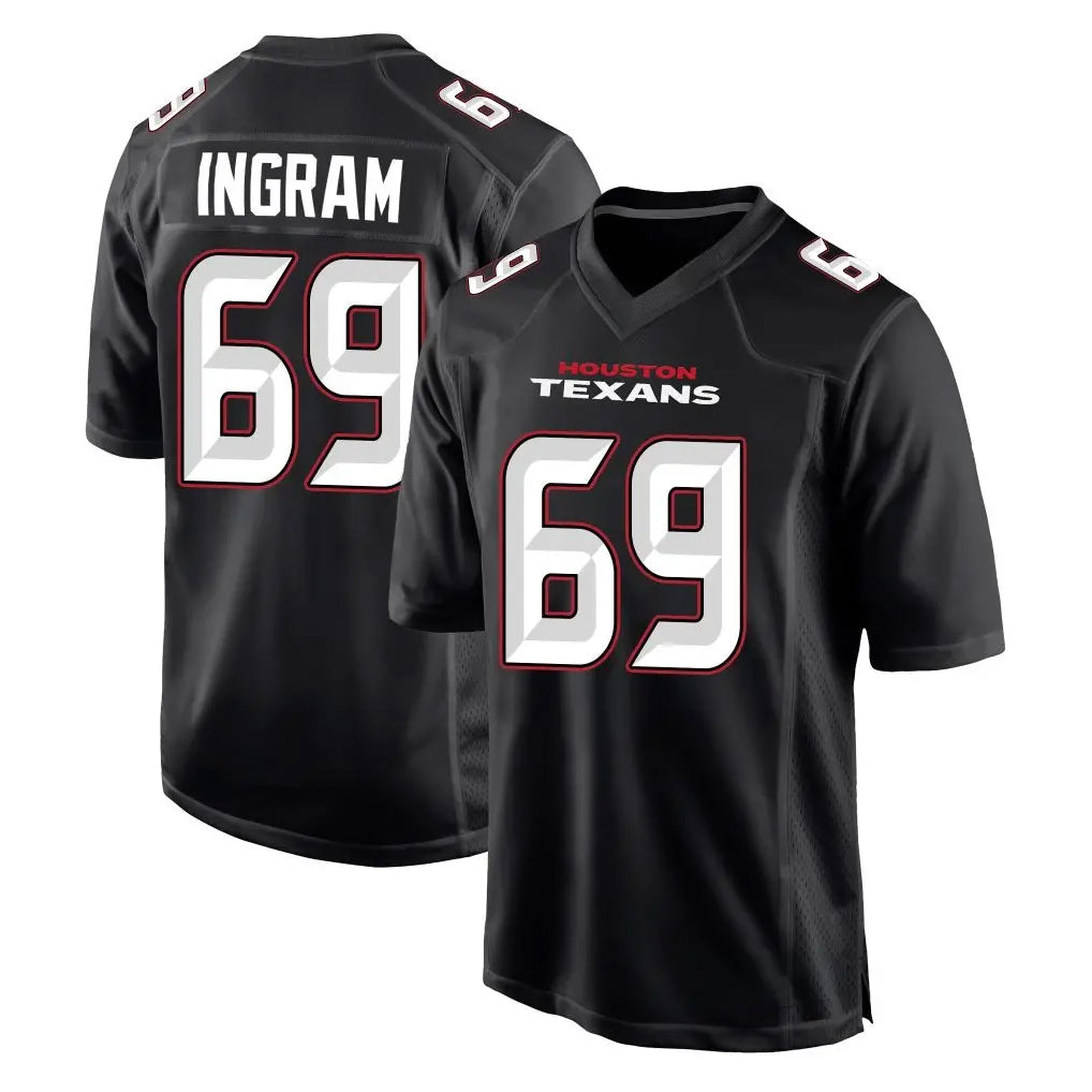 tocy H.Texans #69 Ed Ingram Player Carbon Black Fashion Home Game Stitched Jerseys