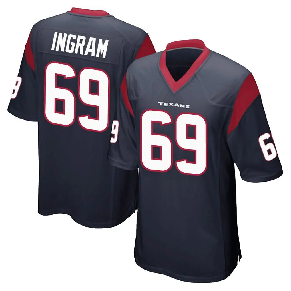 tocy H.Texans #69 Ed Ingram Player Navy Home Game Stitched Jerseys