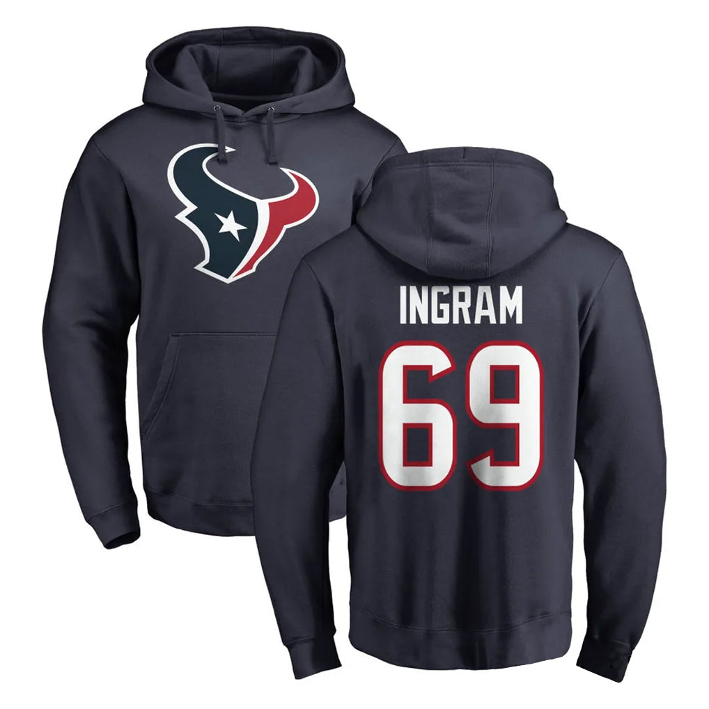 tocy H.Texans #69 Ed Ingram Player Navy Pro Line Pullover Hoodie Limited Game Stitched Jerseys