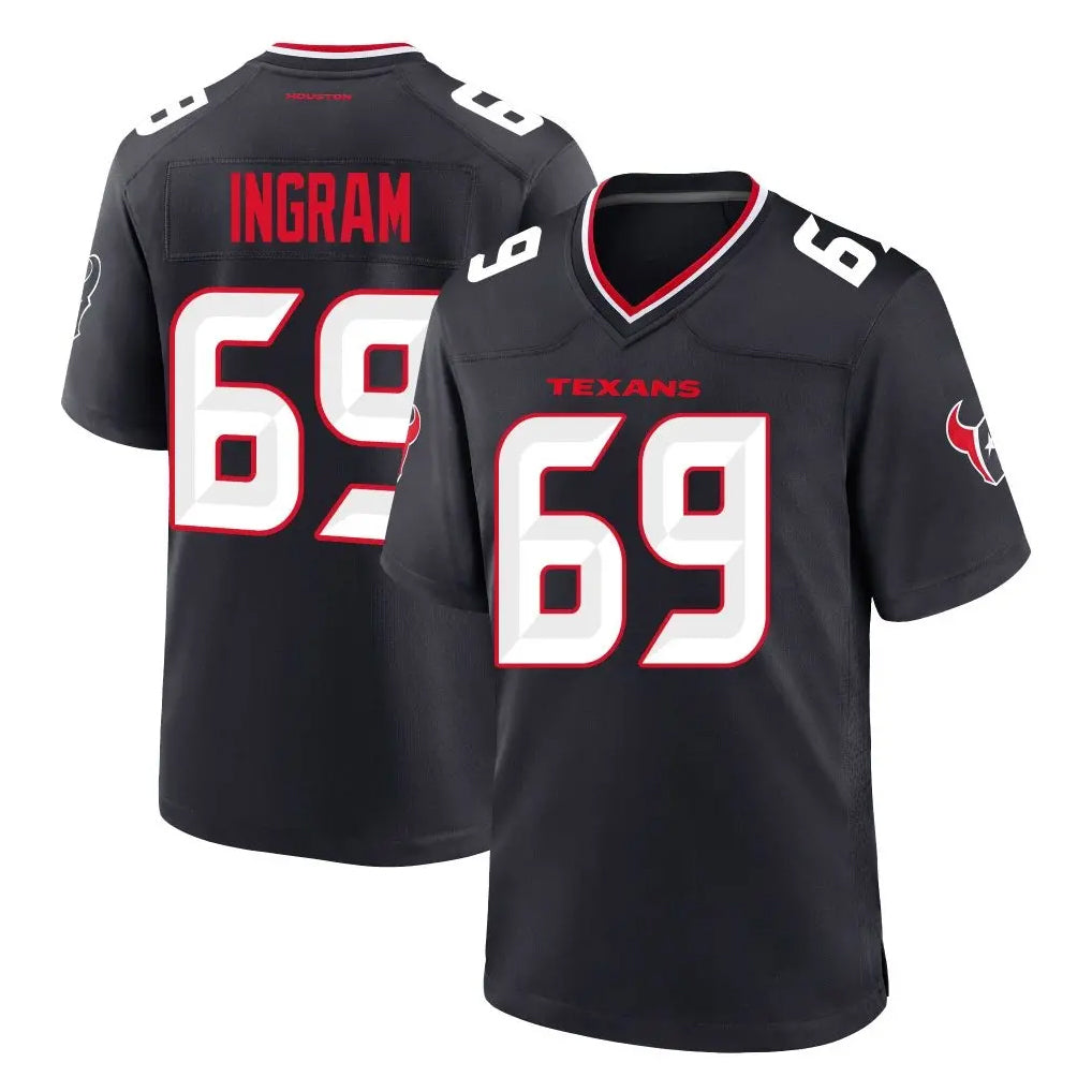 tocy H.Texans #69 Ed Ingram Player Navy Team Home Game Stitched Jerseys