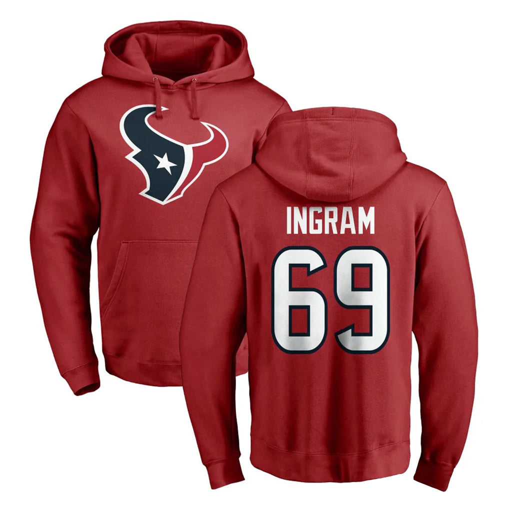 tocy H.Texans #69 Ed Ingram Player Red Pro Line Pullover Hoodie Limited Game Stitched Jerseys