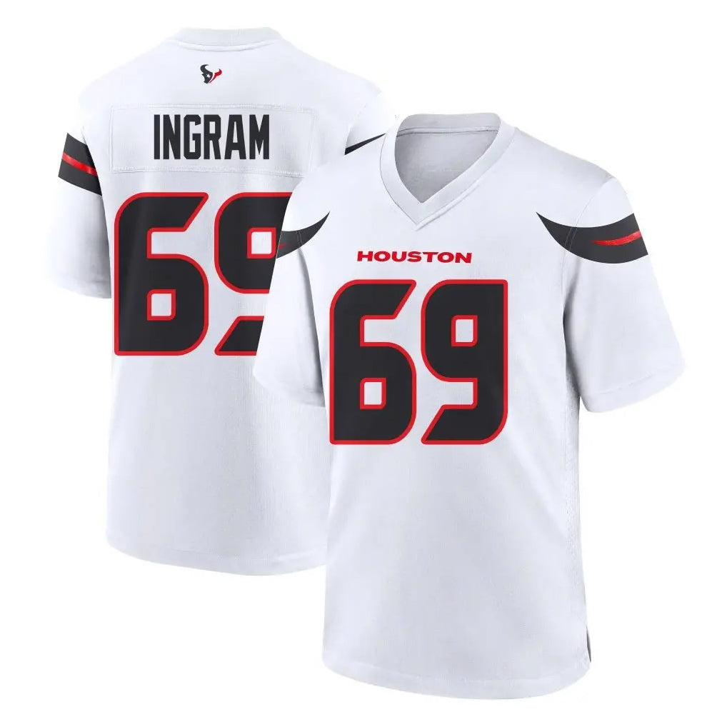 tocy H.Texans #69 Ed Ingram Player White Home Game Stitched Jerseys