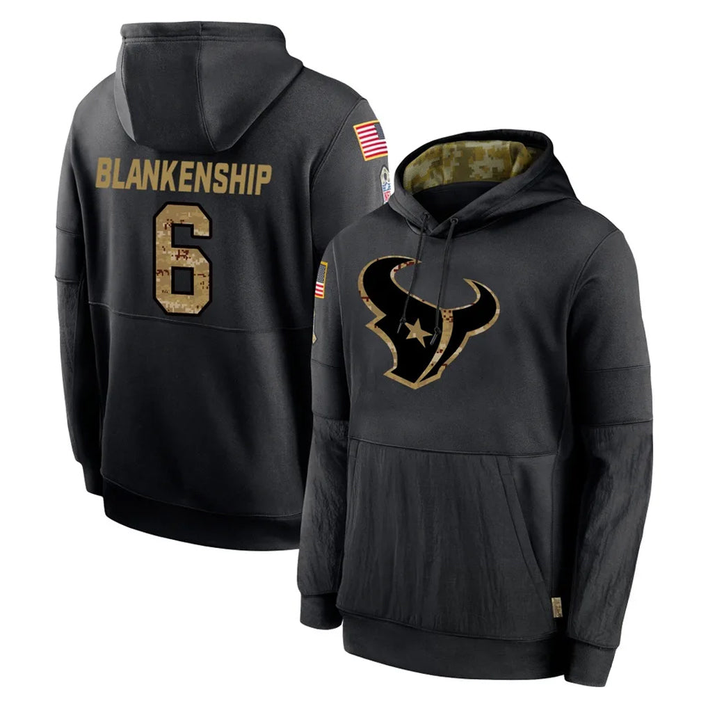 tocy H.Texans #6 Reed Blankenship Player Black Salute to Service Hoodies Limited Game Stitched Jerseys