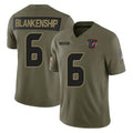 tocy H.Texans #6 Reed Blankenship Player Olive 2025 Salute To Service Limited Game Stitched Jerseys