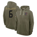 tocy H.Texans #6 Reed Blankenship Player Olive Salute to Service Pullover Hoodies Limited Stitched Jerseys