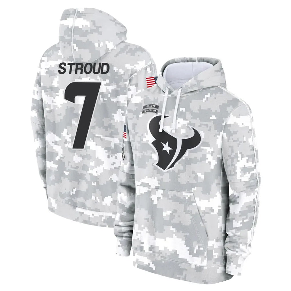 tocy H.Texans #7 CJ Stroud Player Arctic Camo Salute to Service Hoodies Limited Game Stitched Jerseys