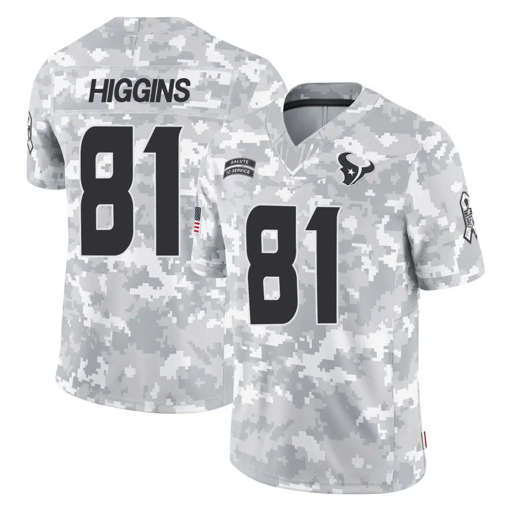 tocy H.Texans #81 Jayden Higgins Player Arctic Camo Salute To Service Limited Game Stitched Jerseys