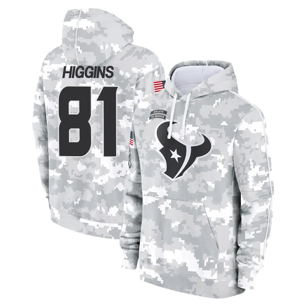 tocy H.Texans #81 Jayden Higgins Player Arctic Camo Salute to Service Hoodies Limited Game Stitched Jerseys