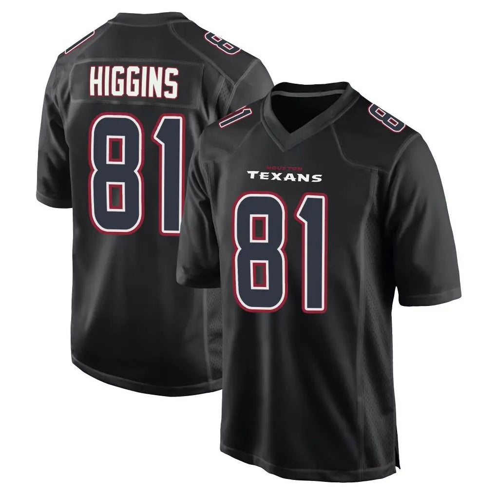 tocy H.Texans #81 Jayden Higgins Player Black Fashion Home Game Stitched Jerseys
