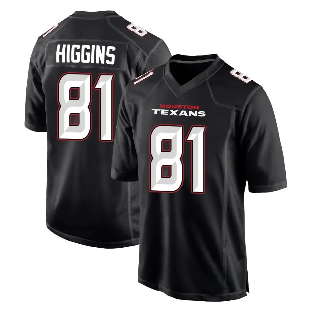 tocy H.Texans #81 Jayden Higgins Player Carbon Black Fashion Home Game Stitched Jerseys