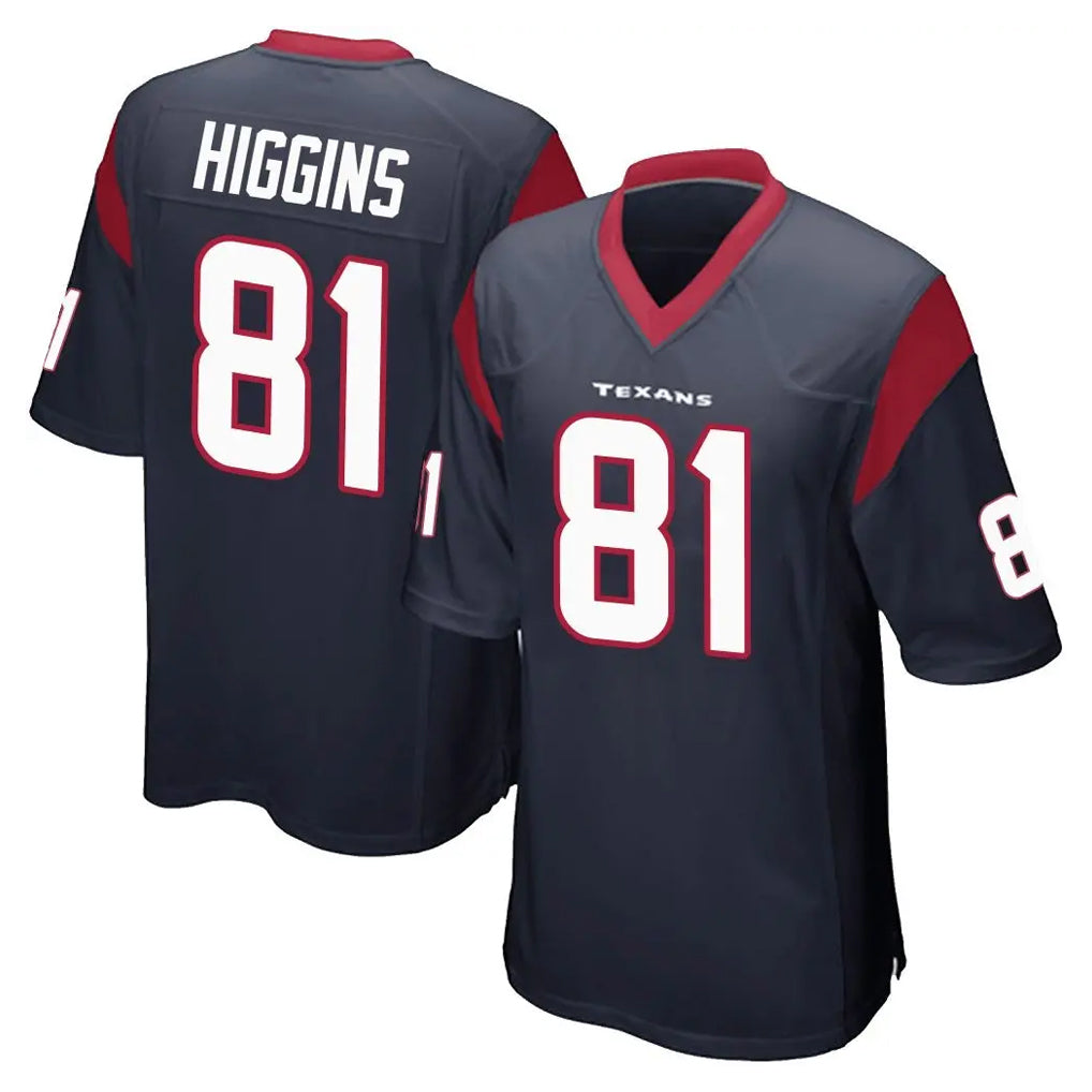 tocy H.Texans #81 Jayden Higgins Player Navy Home Game Stitched Jerseys