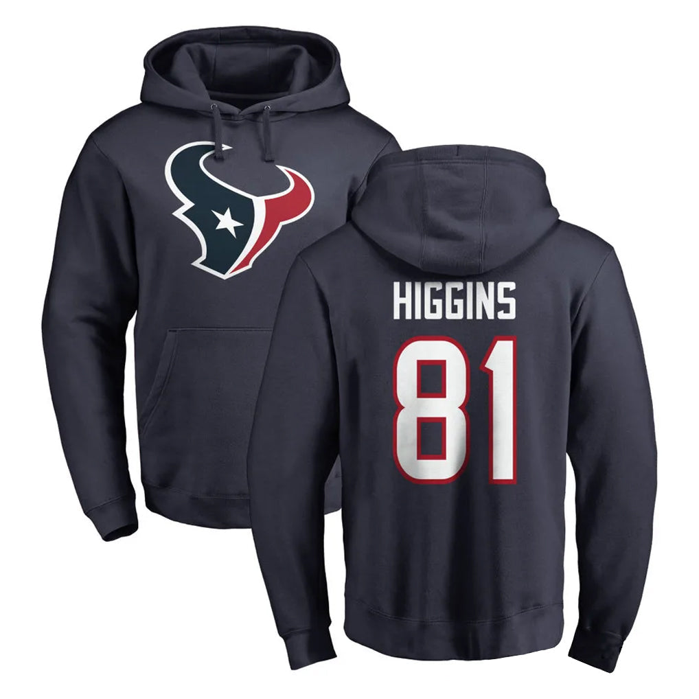 tocy H.Texans #81 Jayden Higgins Player Navy Pro Line Pullover Hoodie Limited Game Stitched Jerseys