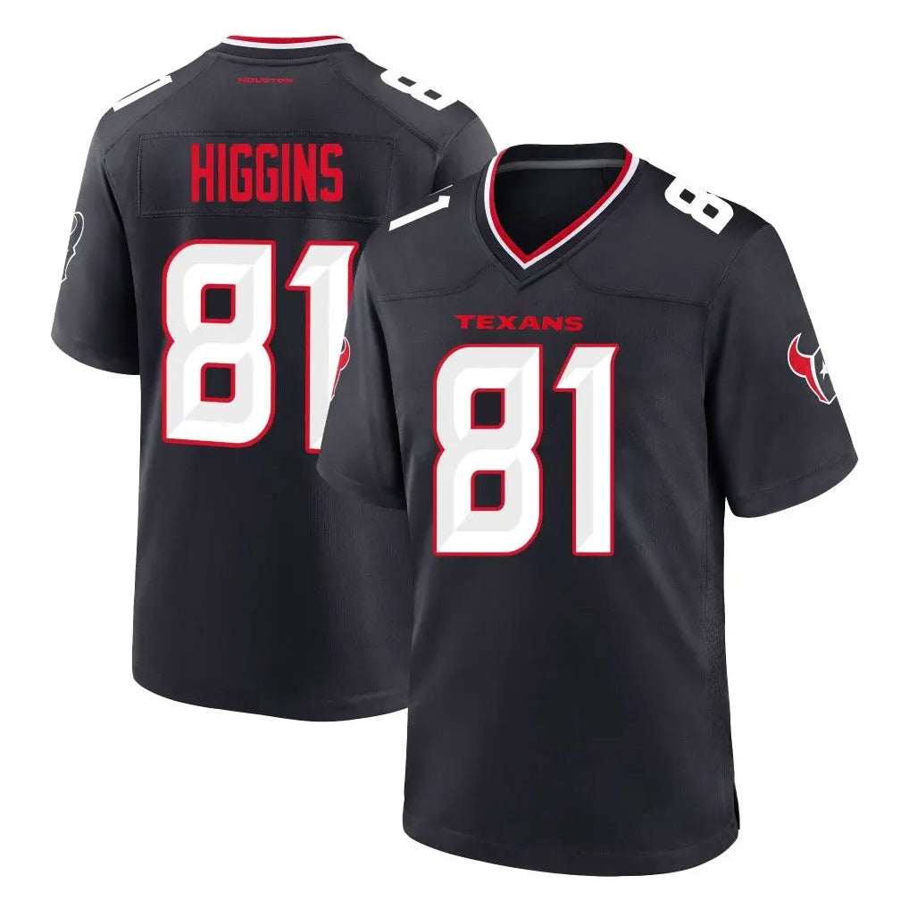 tocy H.Texans #81 Jayden Higgins Player Navy Team Home Game Stitched Jerseys