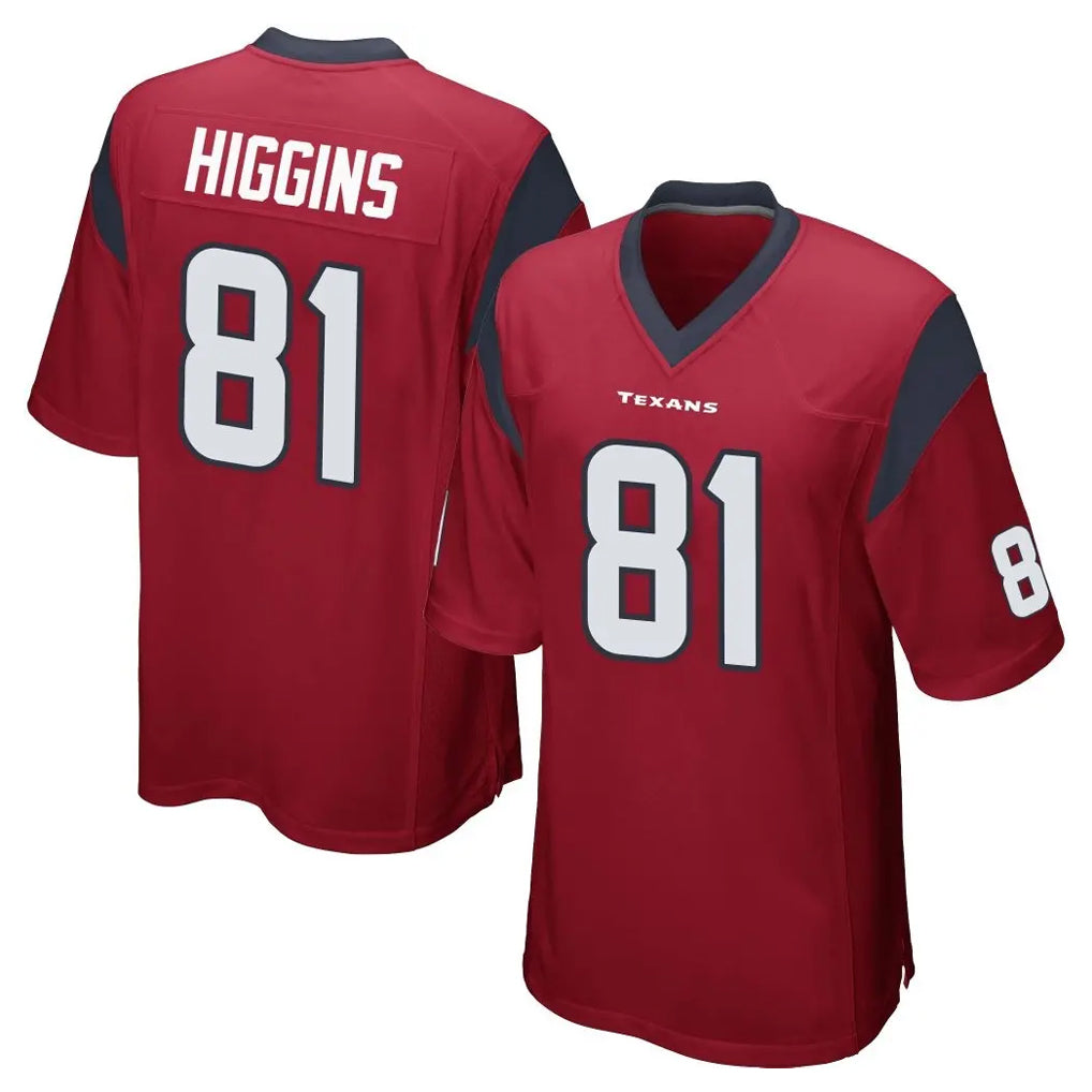tocy H.Texans #81 Jayden Higgins Player Red Home Game Stitched Jerseys