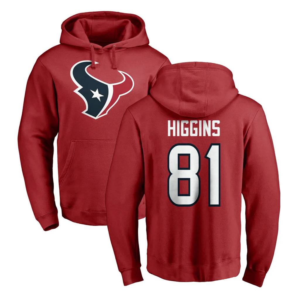 tocy H.Texans #81 Jayden Higgins Player Red Pro Line Pullover Hoodie Limited Game Stitched Jerseys