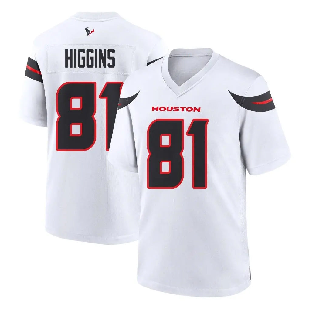 tocy H.Texans #81 Jayden Higgins Player White Home Game Stitched Jerseys