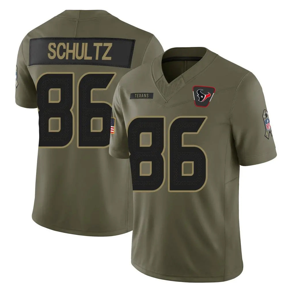tocy H.Texans #86 Dalton Schultz Player Olive 2025 Salute To Service Limited Game Stitched Jerseys