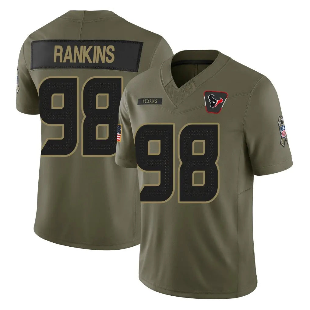 tocy H.Texans #98 Sheldon Rankins Player Olive 2025 Salute To Service Limited Game Stitched Jerseys