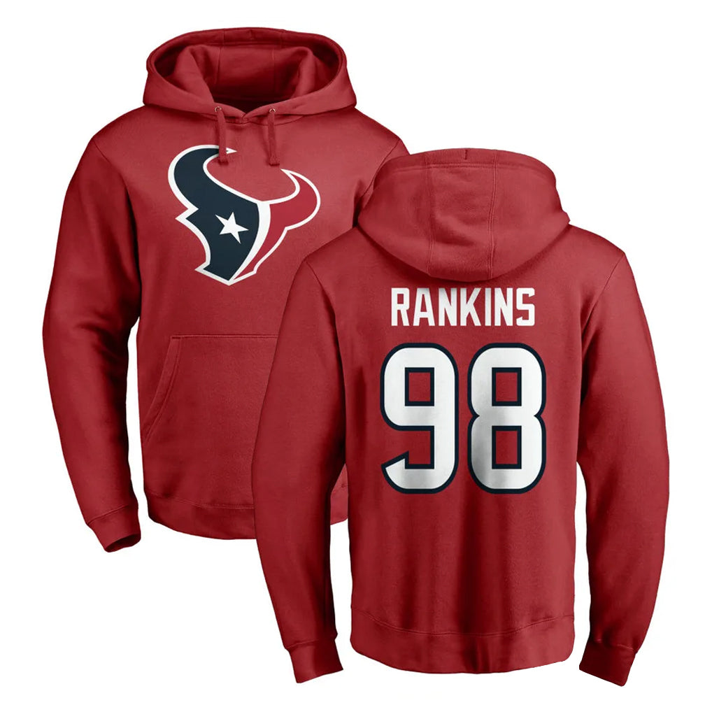 tocy H.Texans #98 Sheldon Rankins Player Red Pro Line Pullover Hoodie Limited Game Stitched Jerseys